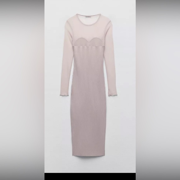 Zara COMBINATION Tulle KNIT DRESS SHEER FABRIC Shoulder And Sleeves Size L - Picture 4 of 10